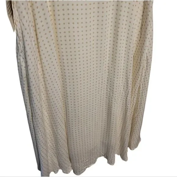 Bohme Ruffle Neck Polka Dot Flutter Sleeve Button Front Boho Midi Dress, L NEW - Picture 8 of 16